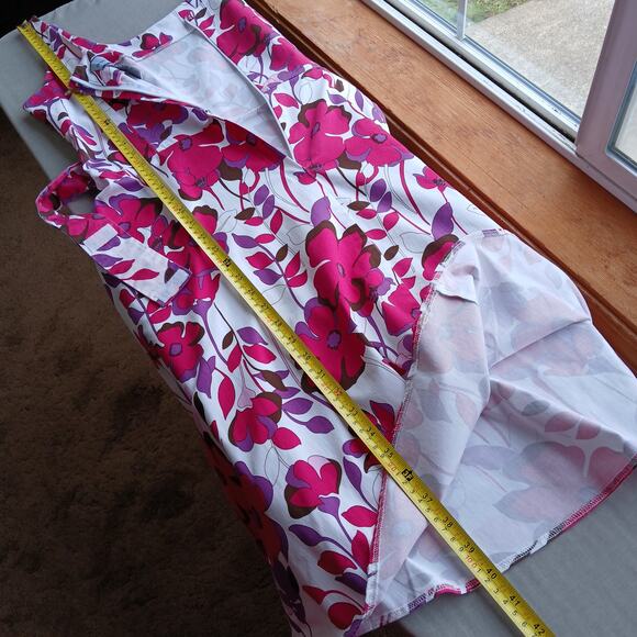 Breakin' Loose Fit & Flare Floral Dress size 12 cotton spandex princess seams - Picture 12 of 15